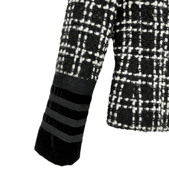 Algo Switzerland Wool Blazer in Black and White Red Accents Velvet Trim  XS - Picture 6 of 15